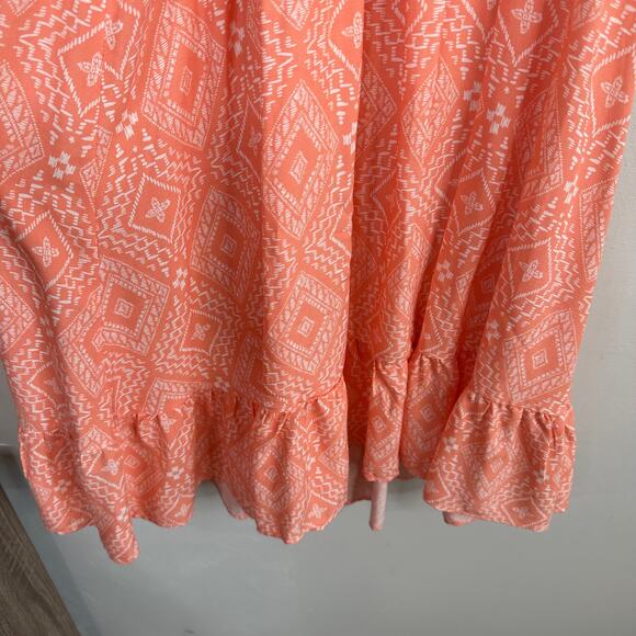 Torrid Diamond Challis Peach & White Skater Dress - Picture 9 of 10